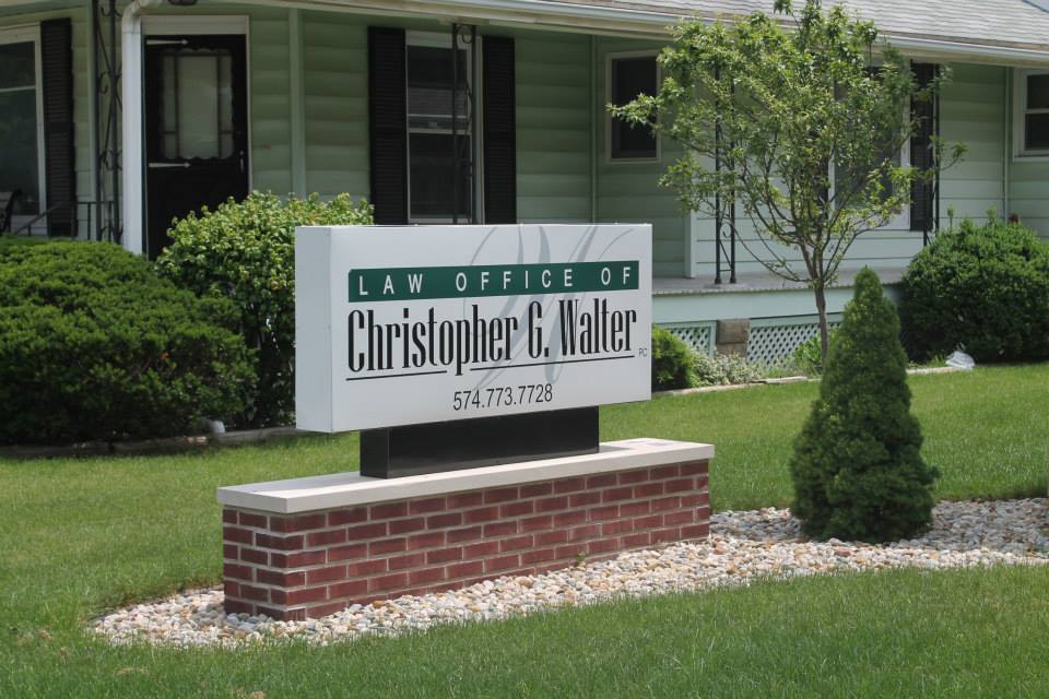 Walter Law office signage in Nappanee, Indiana